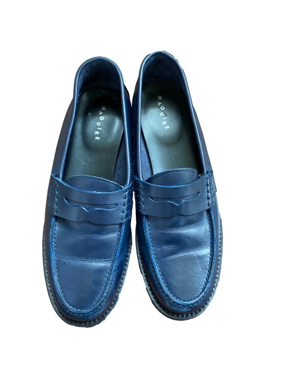Maguire Napoli Navy Penny Loafer Size 38 100% Leather made in Italy